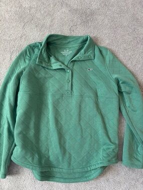 Vineyard Vines Quilted Snap Pullover in Seafoam Green